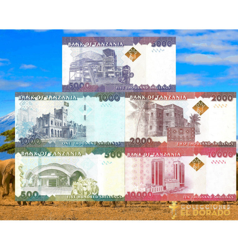 Tanzania 500,1000,2000,5000 y 10000 Shillings 2010-2015 ND Pick 40,41,42,43,44